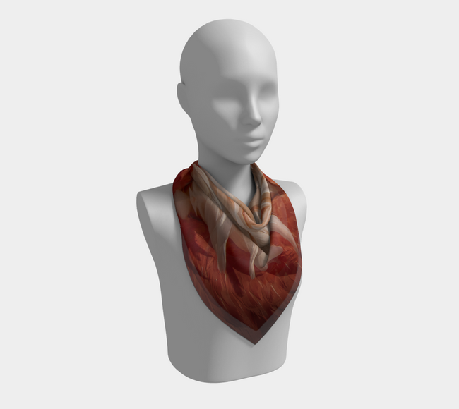 Square scarf with flamingo design