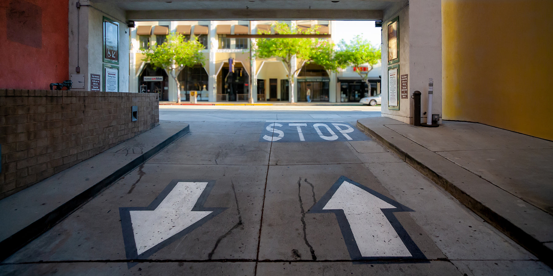 Road traffic signs at a Pasadena parking lot