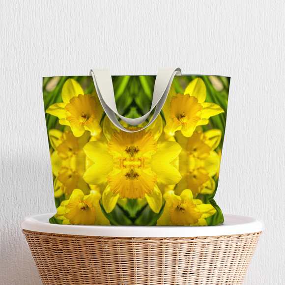 Canvas tote bag with daffodil design