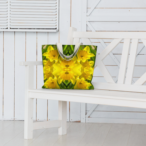 Canvas tote bag with daffodil design