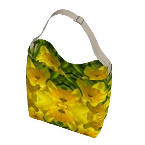 Shoulder tote with daffodil design