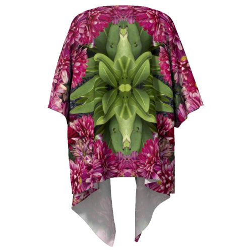 Draped kimono with red chrysanthemum design