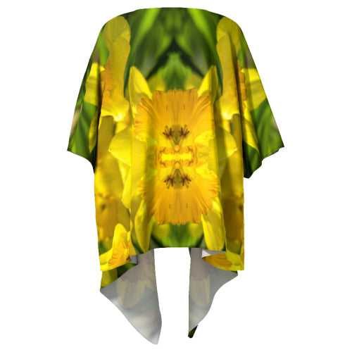 Draped kimono with daffodil design