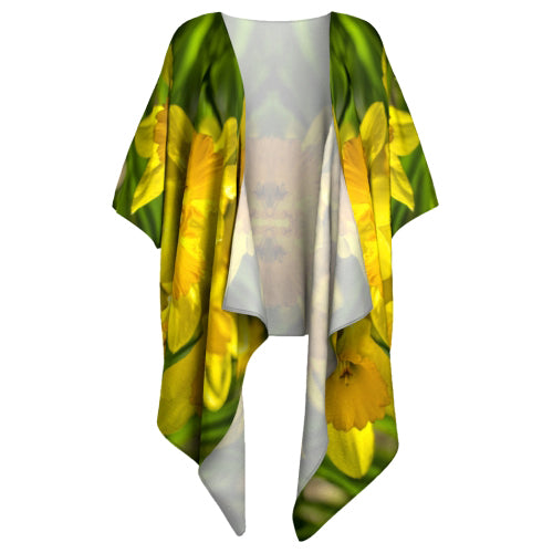 Draped kimono with daffodil design