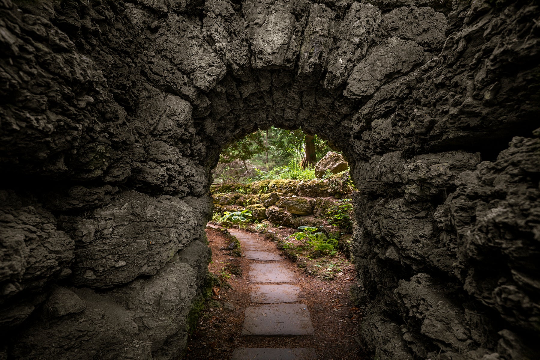 Walking trail at Sonnenberg Gardens & Mansion in Canandaigua, New York.