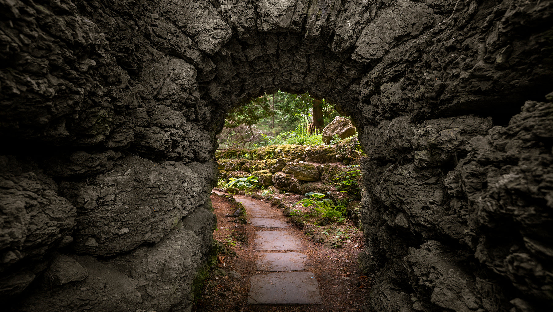 Walking trail at the Sonnenberg Gardens & Mansion in Canandaigua, New York.