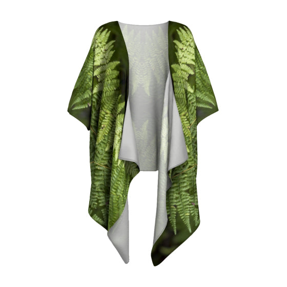 Draped kimono with a fern design