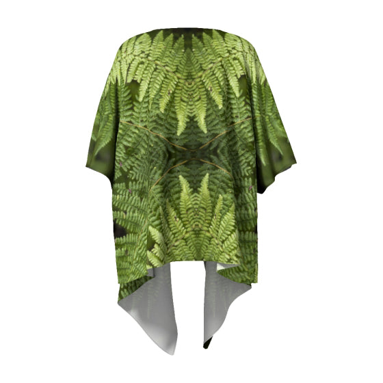 Draped kimono with a fern design