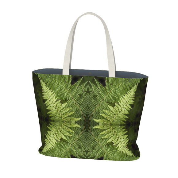 Canvas tote bag with a fern design