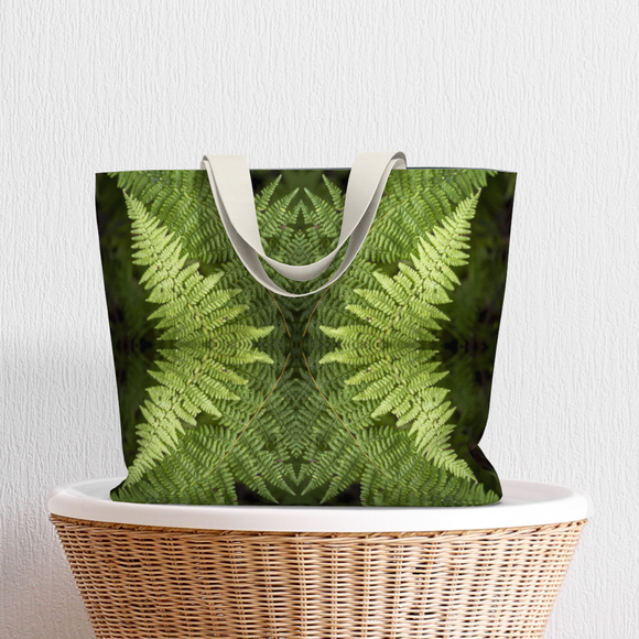 Canvas tote bag with a fern design