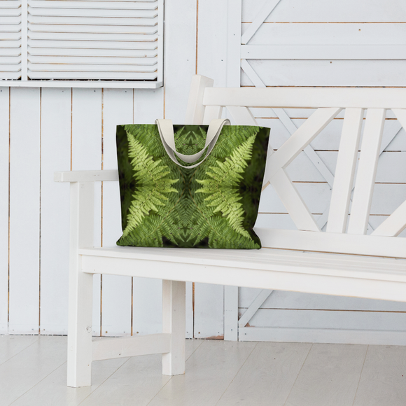 Canvas tote bag with a fern design