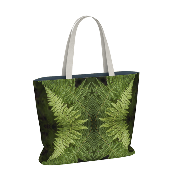 Canvas tote bag with a fern design