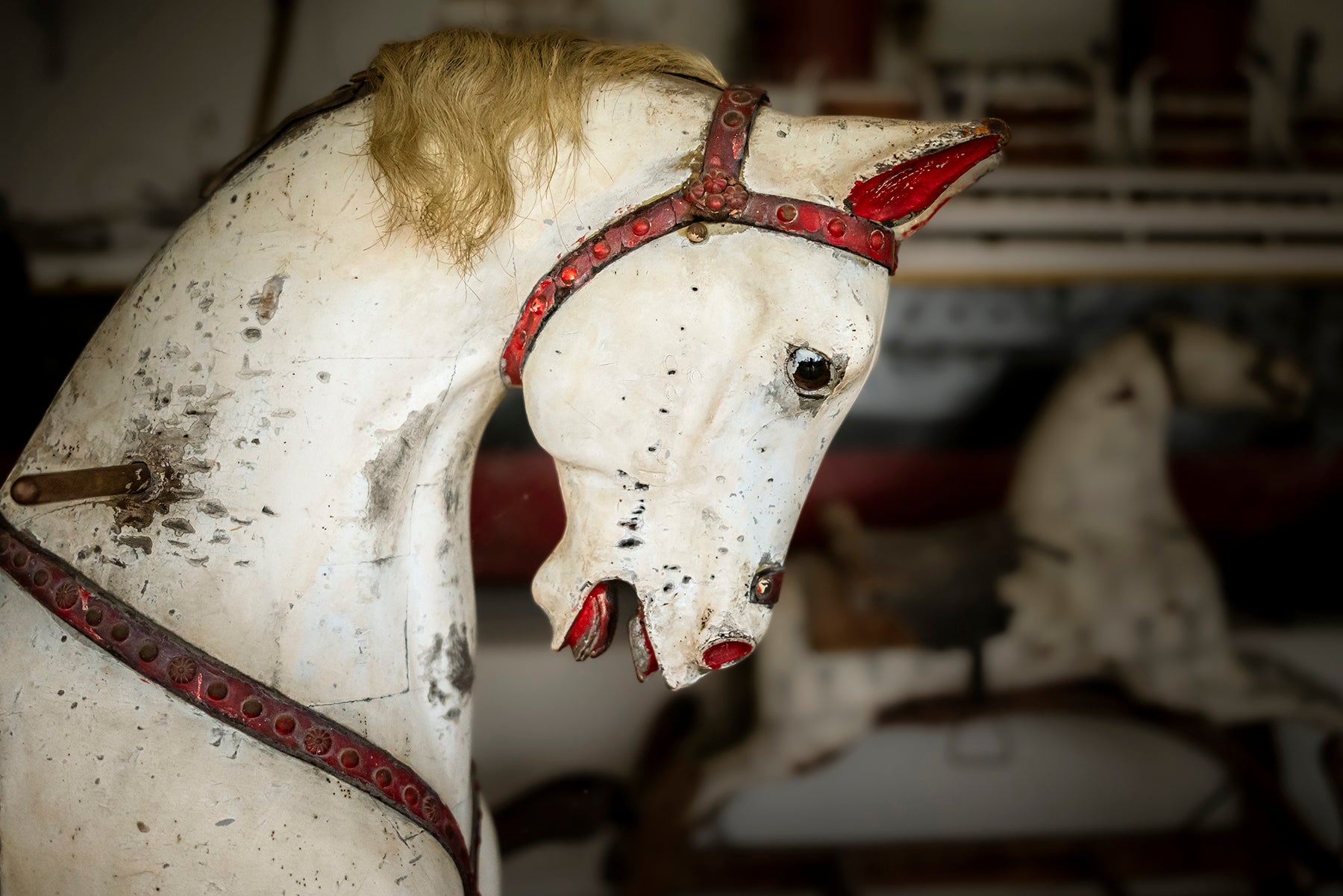 An antique merry go round horse at a museum in western New Jersey