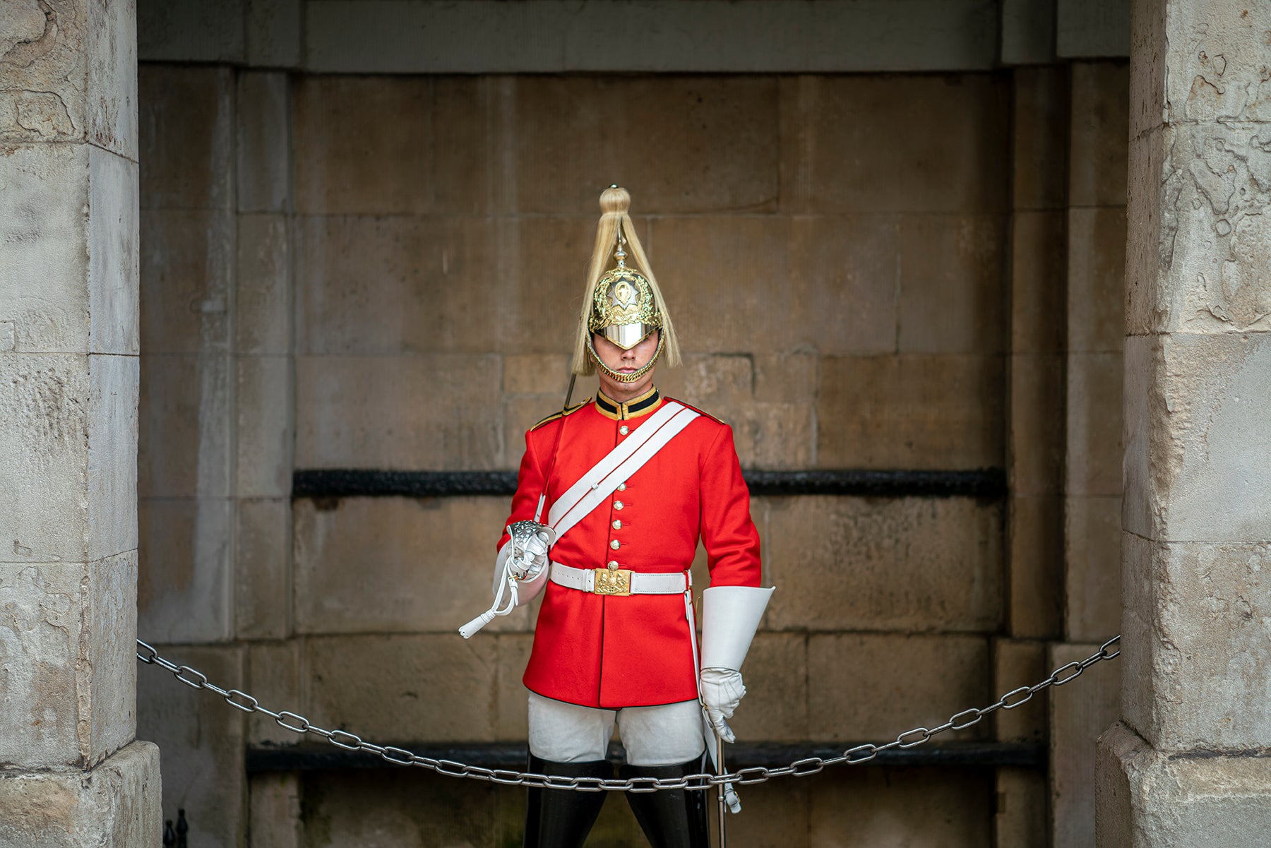 Queen's Guard on duty at the Horse Guards Parade ground