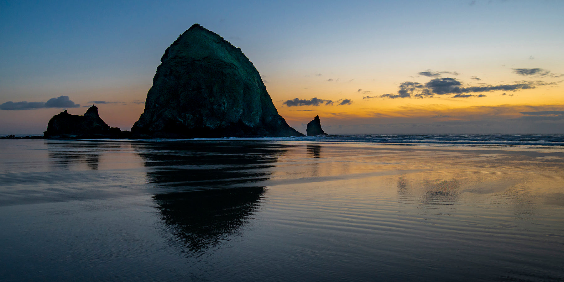 Haystack Rock at sunset