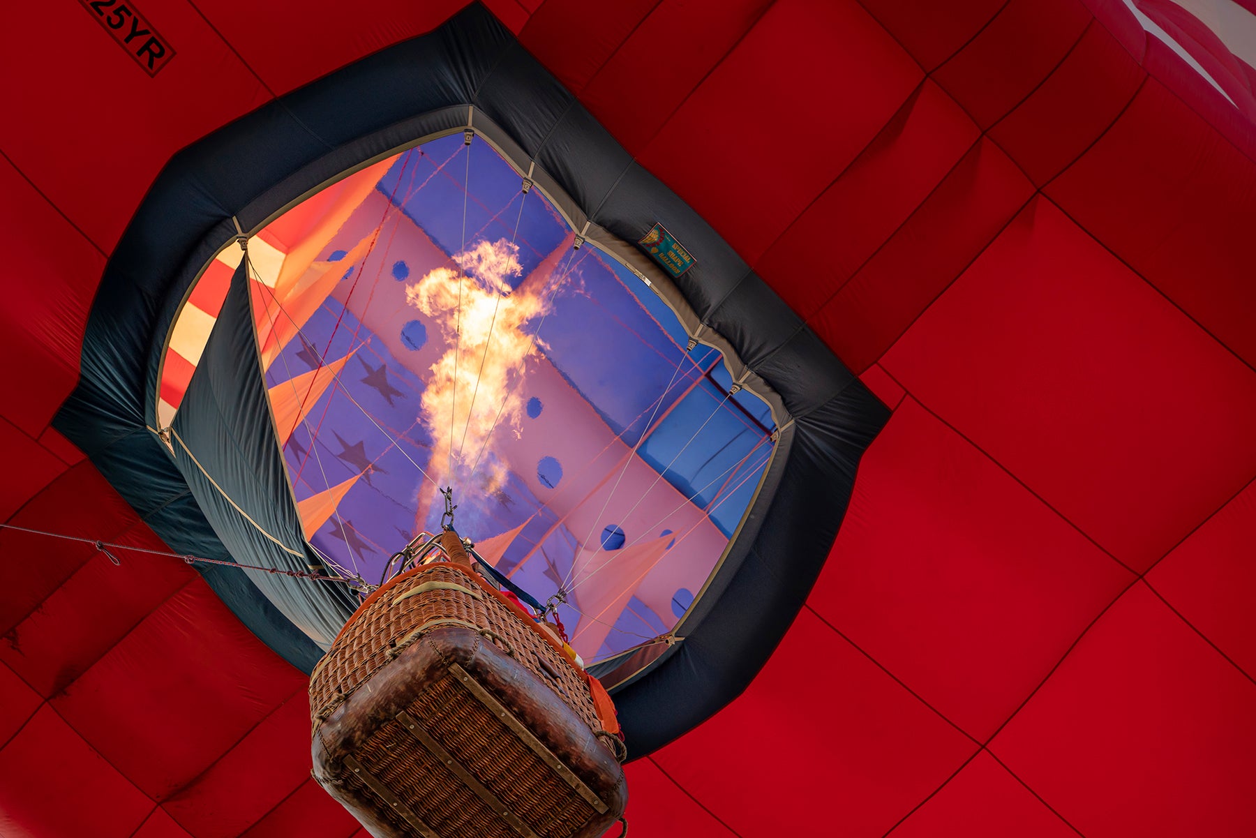 A hot air balloon inflating