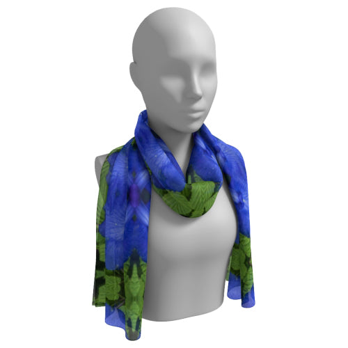 Long scarf with iris design