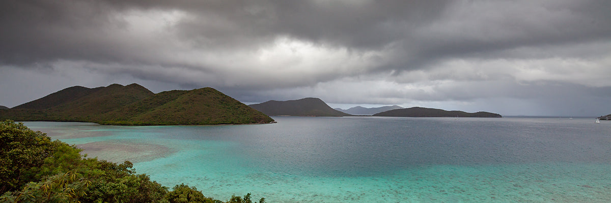 Storm clouds over over Leinster Bay and Watermelon Cay