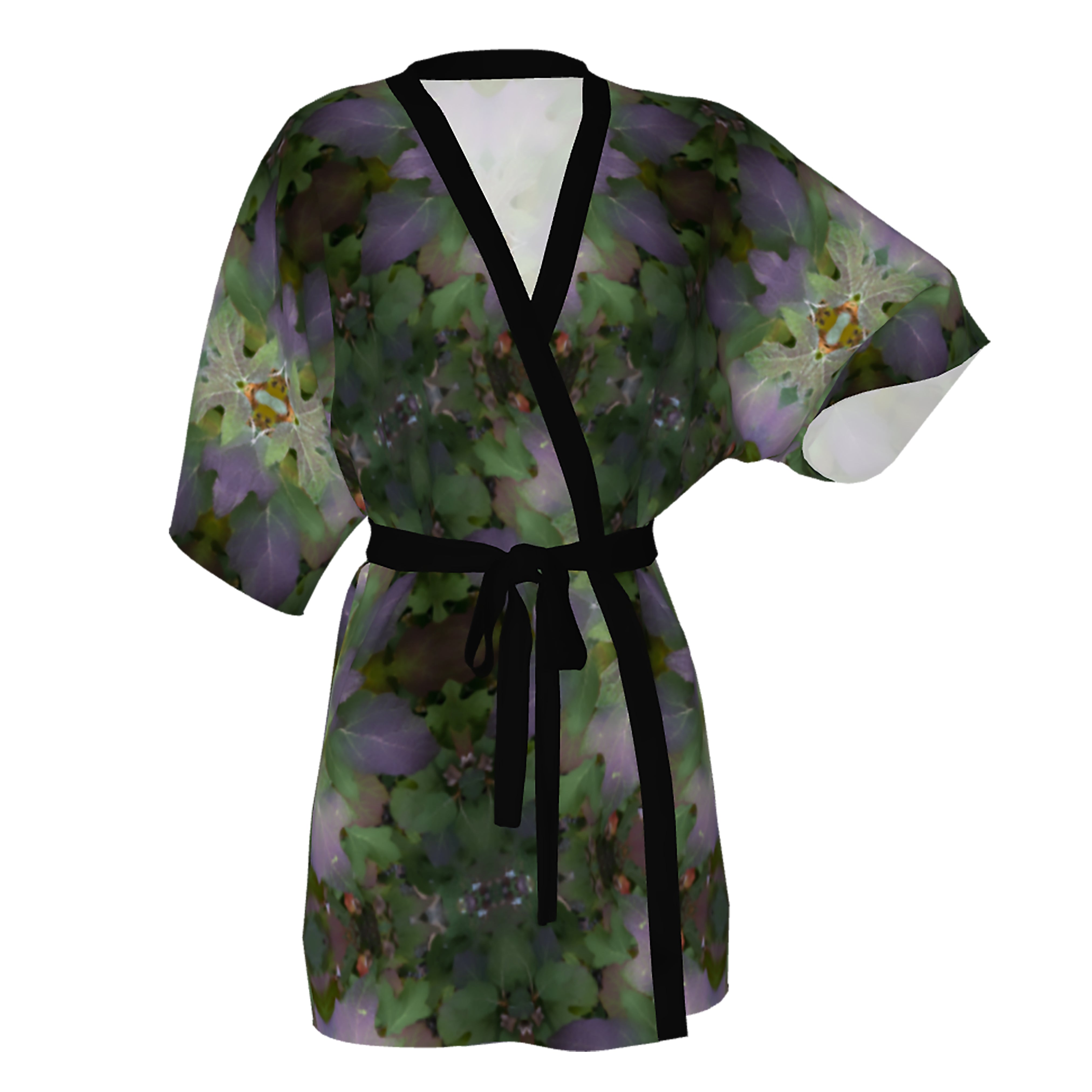 Kimono Art Robe with oak leaf hydrangea design