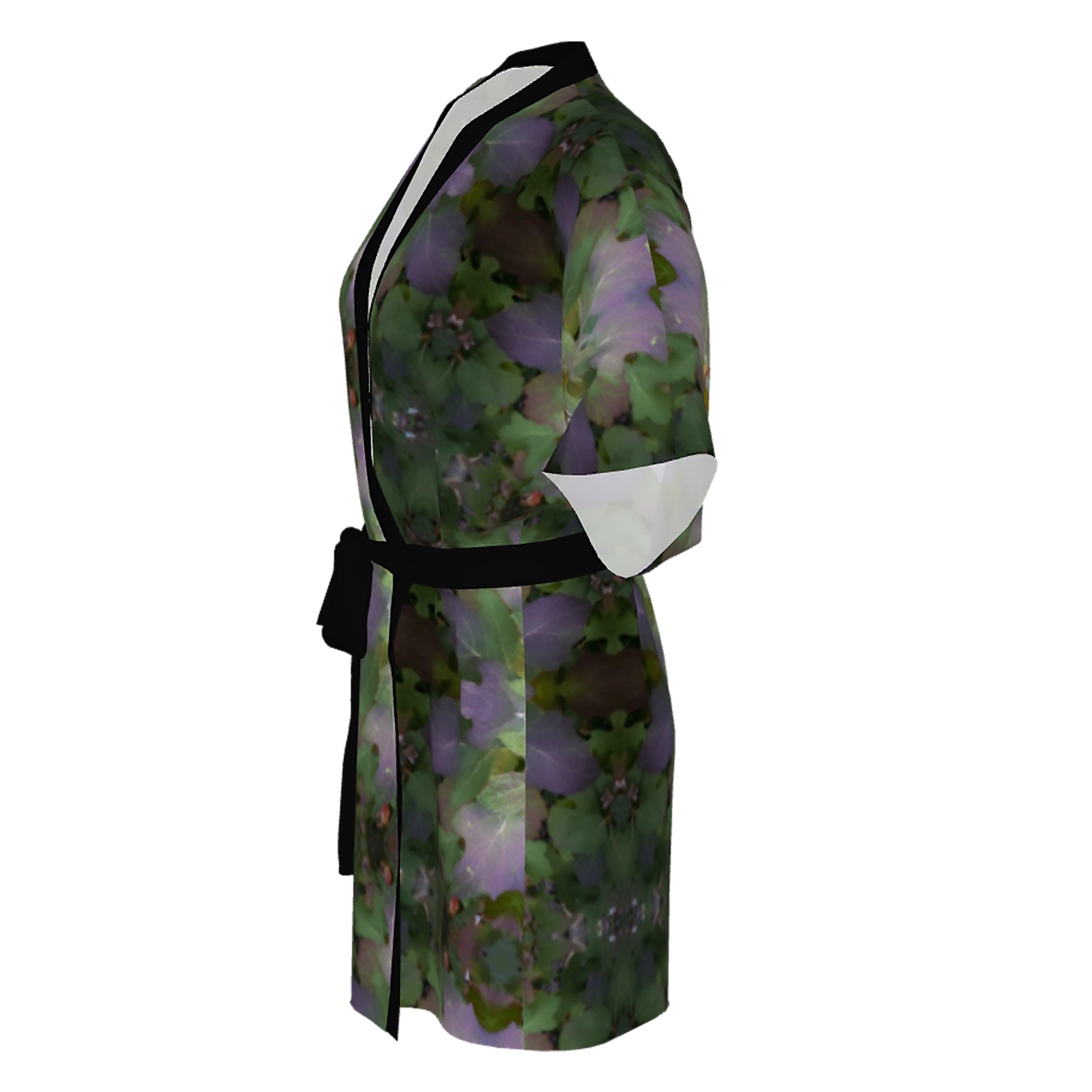 Kimono Art Robe with oak leaf hydrangea design