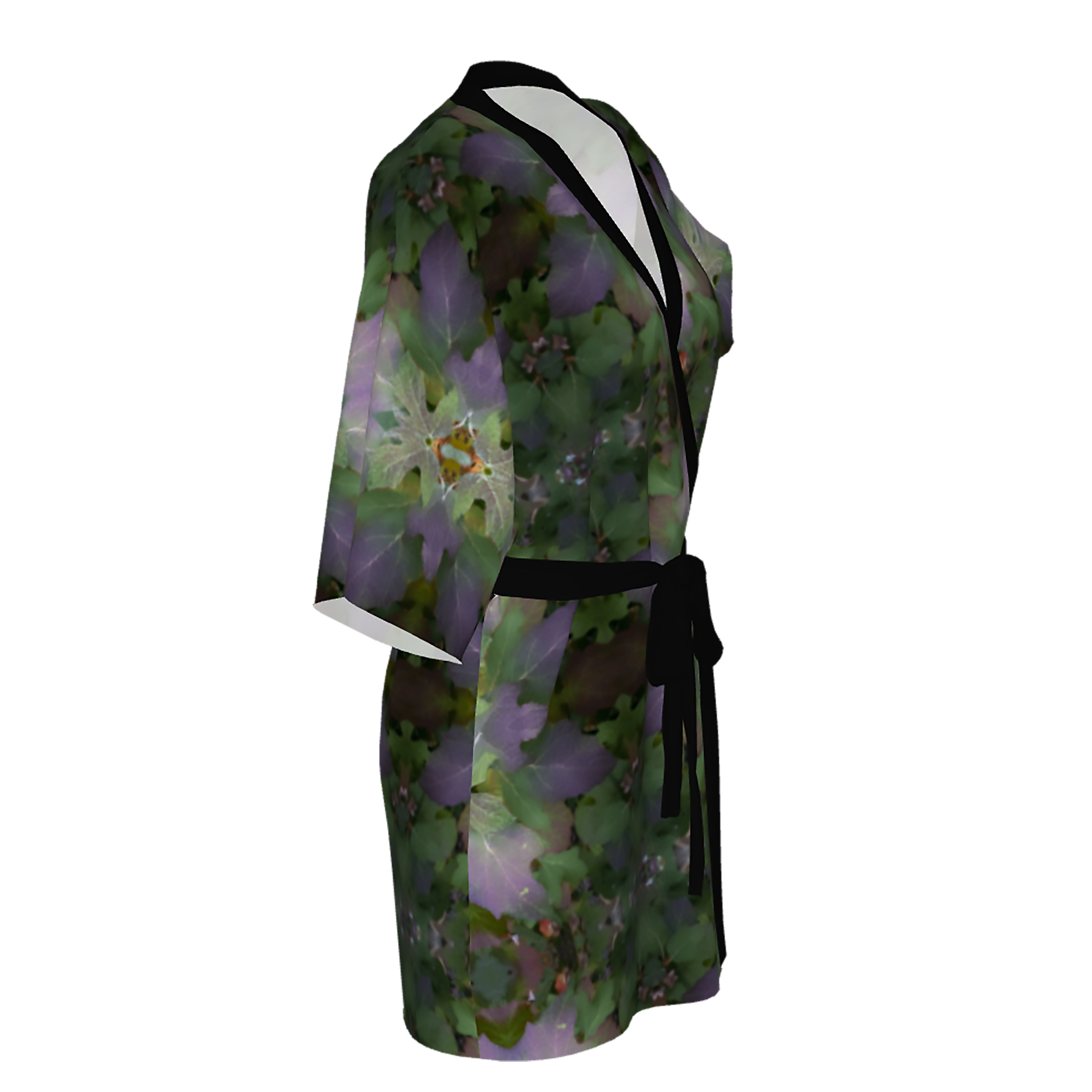 Kimono Art Robe with oak leaf hydrangea design