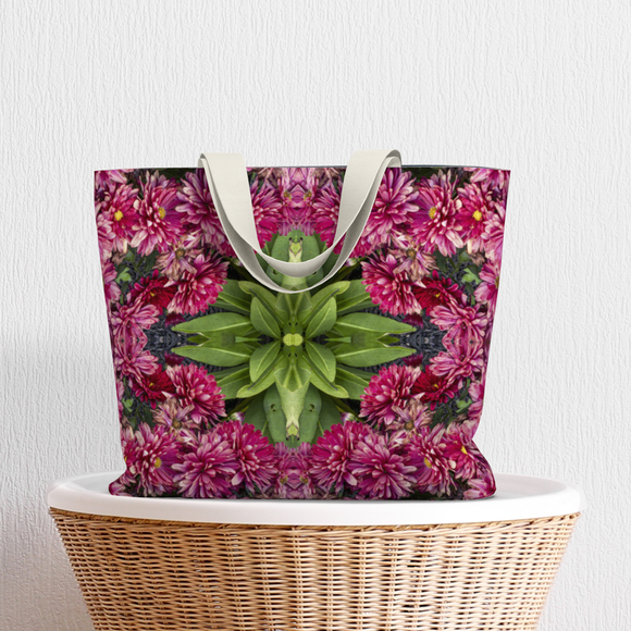 Canvas Tote Bag with a chrysanthemum design