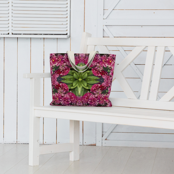 Canvas Tote Bag with a chrysanthemum design