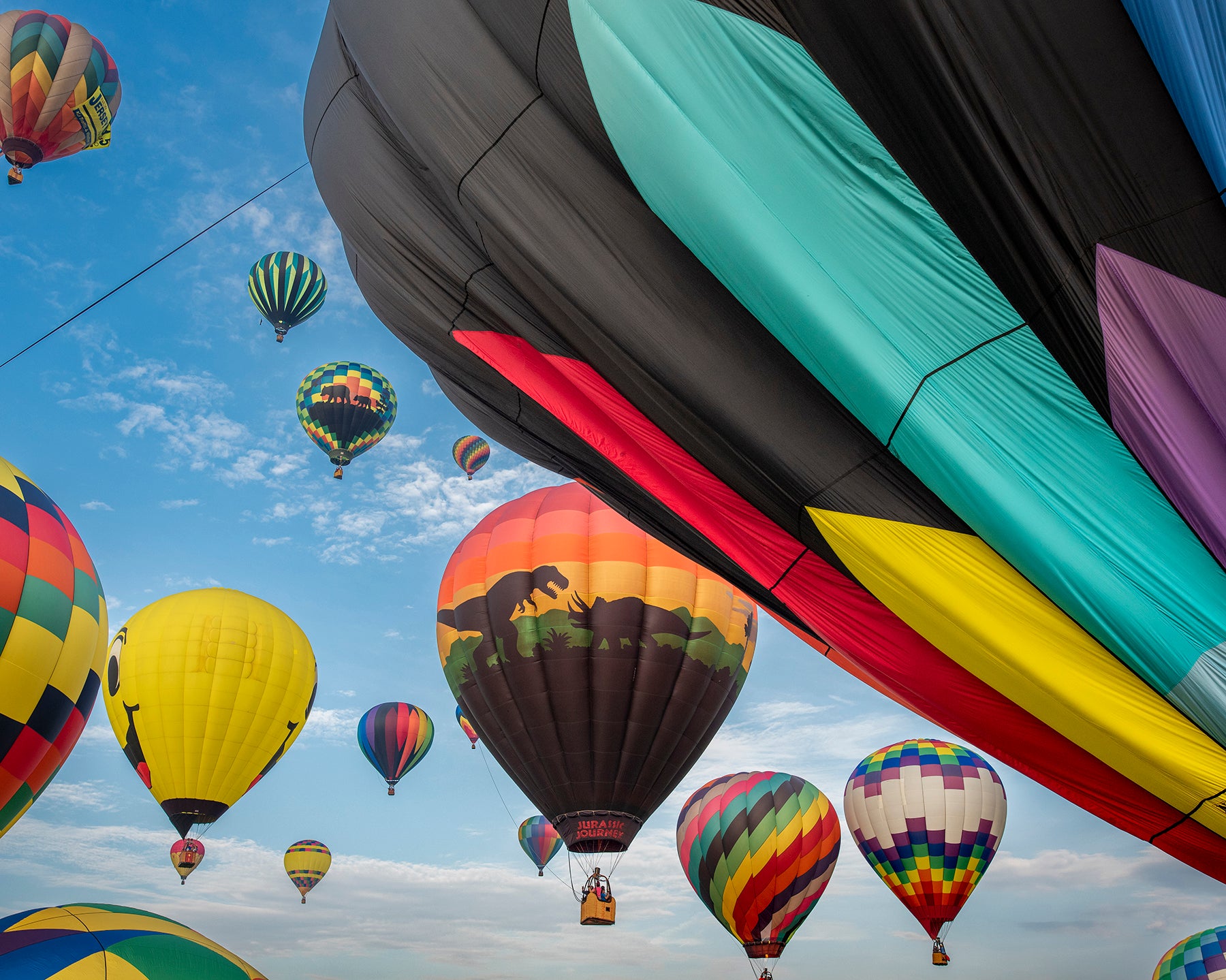 Hot air balloons launch at dawn