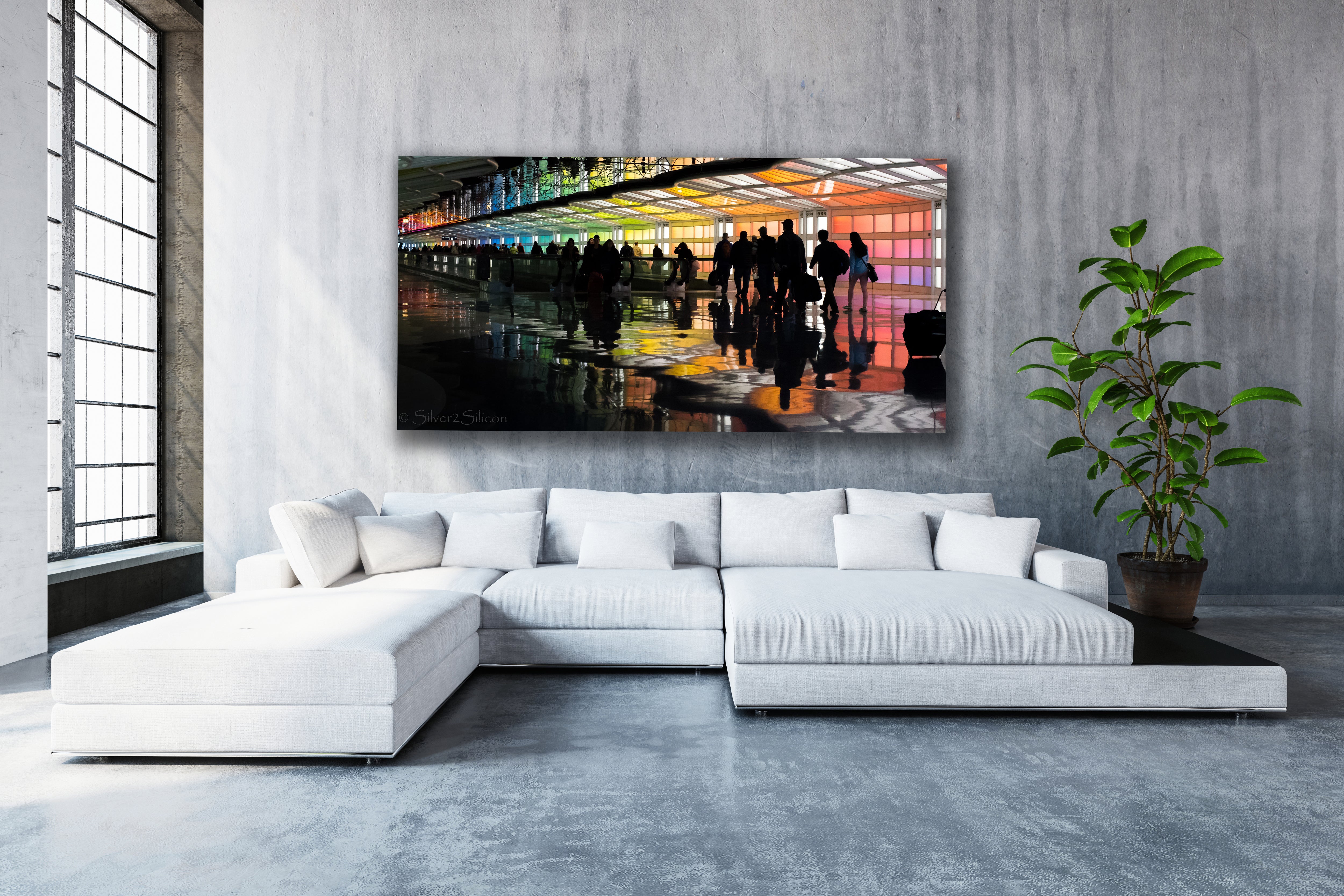 Example of the O'Hare Neon print in a living room