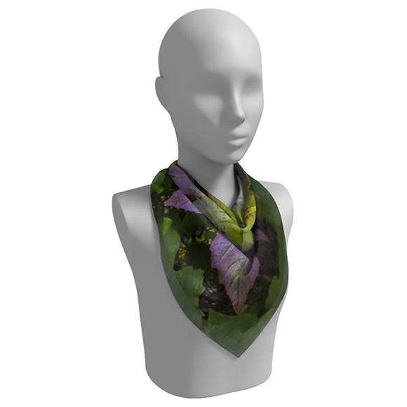 Square scarf with oak leaf hydrangea design