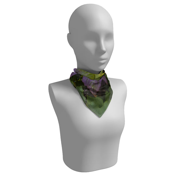 Square scarf with oak leaf hydrangea design