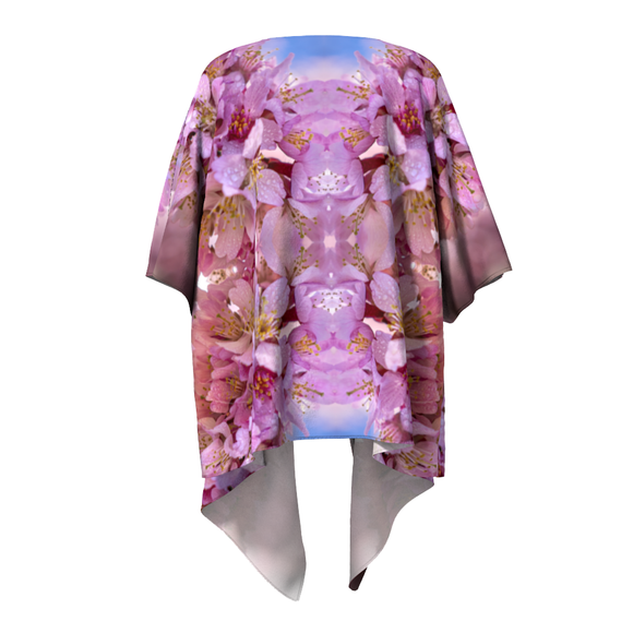 Draped Kimono with pink cherry blossom design