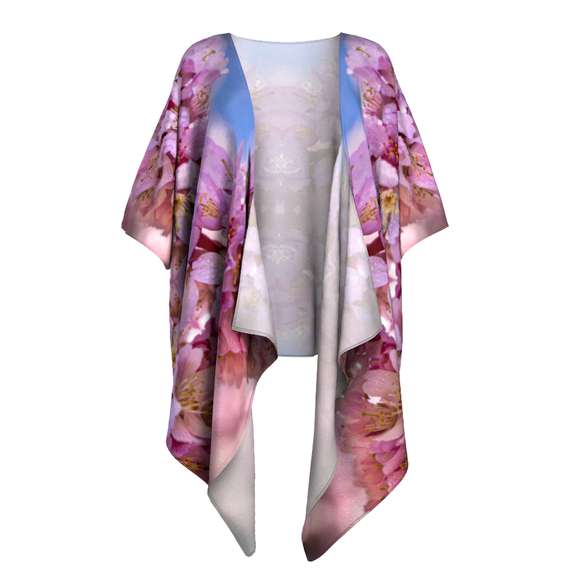 Draped Kimono with pink cherry blossom design