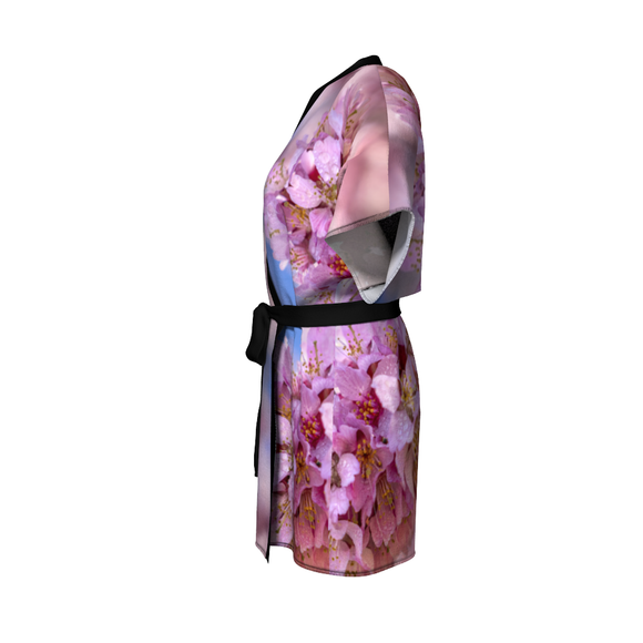 Kimono robe with cherry blossom design