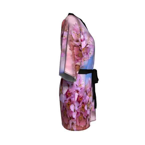 Kimono robe with cherry blossom design