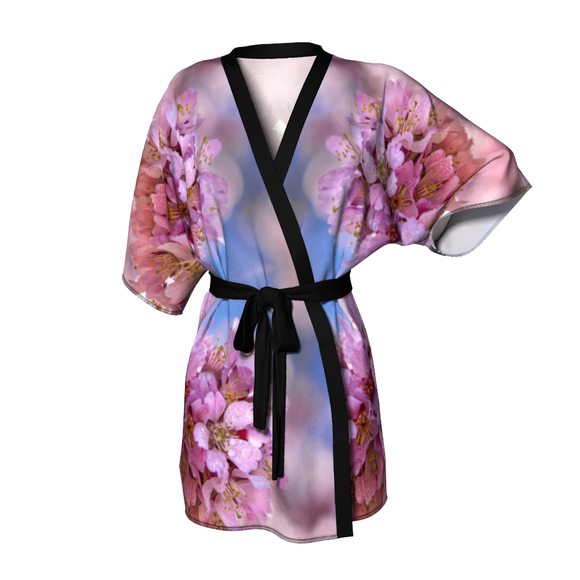 Kimono robe with cherry blossom design