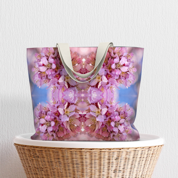 Tote bag with cherry blossom design