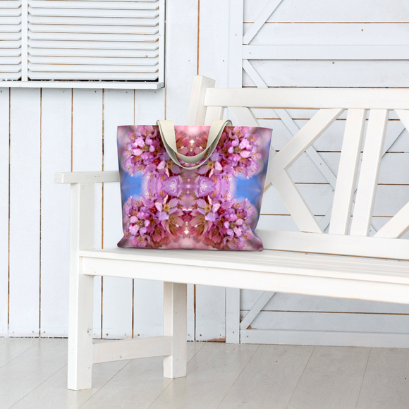 Tote bag with cherry blossom design