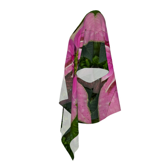 Pink Poinsettia - Draped Art Kimono