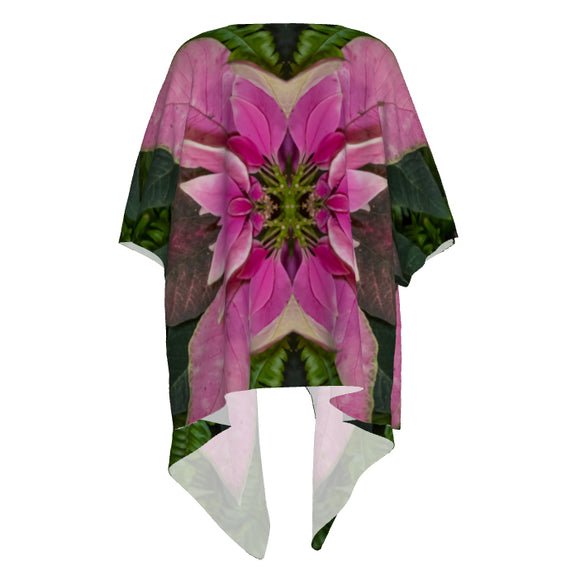 Pink Poinsettia - Draped Art Kimono