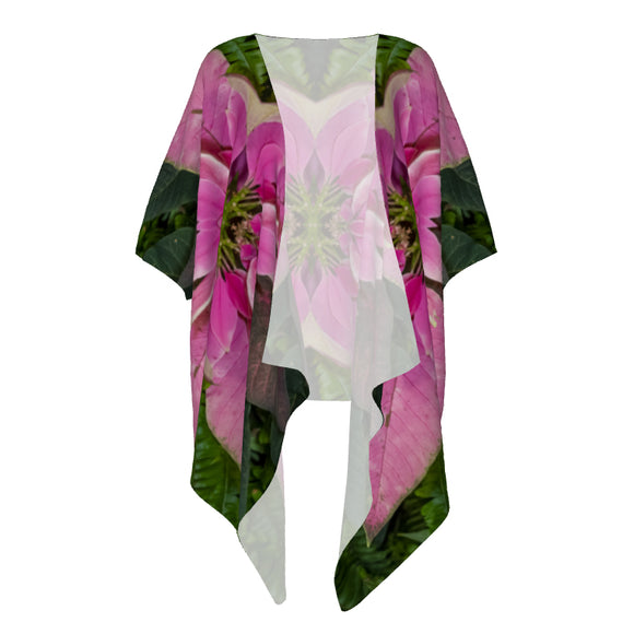 Pink Poinsettia - Draped Art Kimono