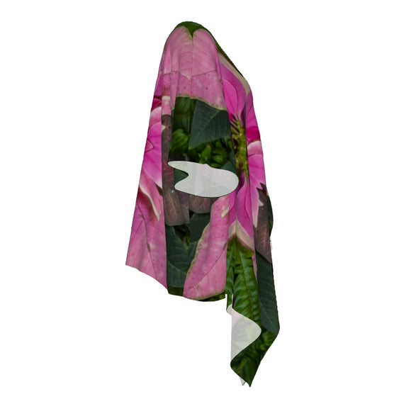 Pink Poinsettia - Draped Art Kimono