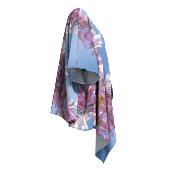 Draped kimono with pink cherry blossom design