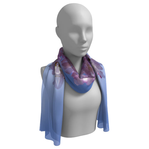 Long scarf with pink cherry blossom design