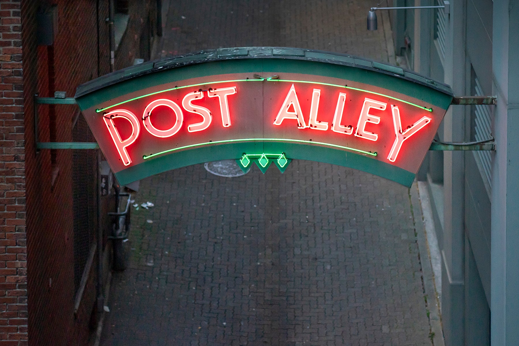 The Post Alley neon sign in Seattle