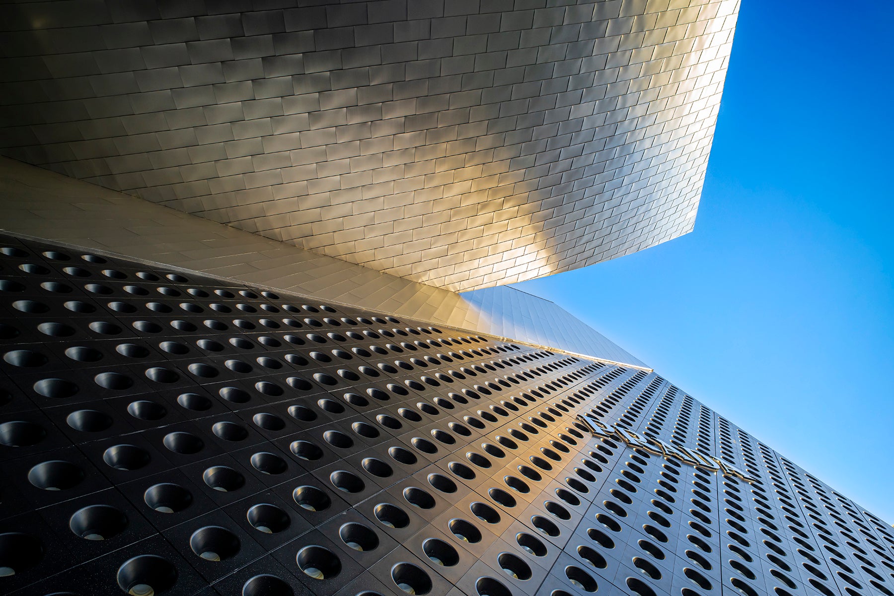 Sunrise off the Prada building in Las Vegas