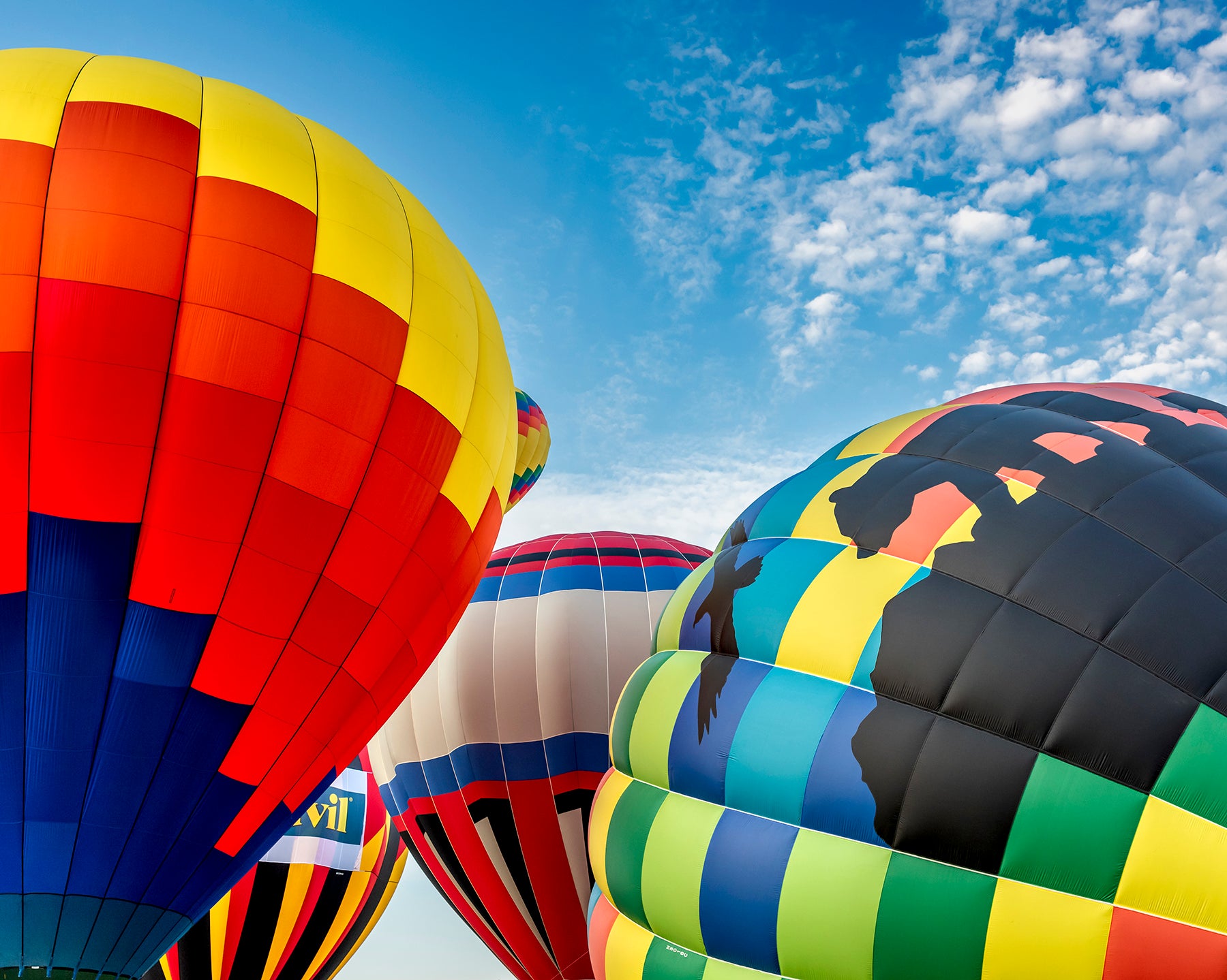 Hot air balloons preparing to launch