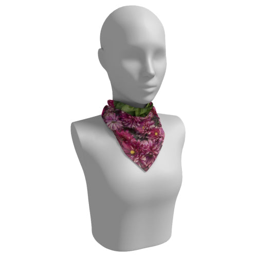 Square scarf with a chrysanthemum design