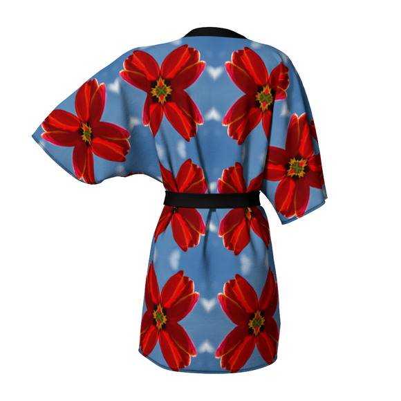 Kimono robe with tulip design