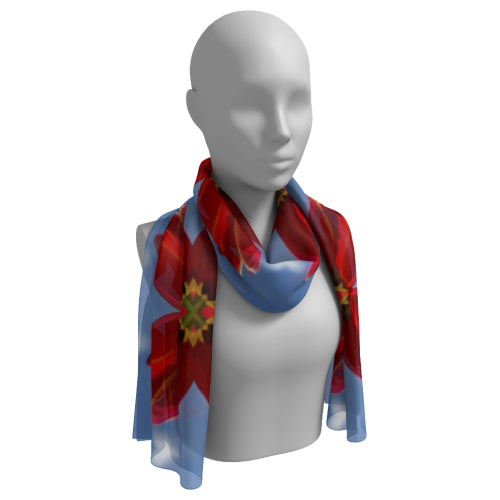 Long scarf with red tulip design